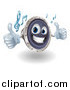 Vector Illustration of a 3d Happy Music Speaker Mascot Holding Two Thumbs up and Playing Tunes by AtStockIllustration