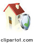 Vector Illustration of a 3d Home Security Shield Against a House by AtStockIllustration