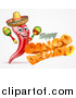 Vector Illustration of a 3d Orange Happy Cinco De Mayo Text with a Sombrero and Maracas by AtStockIllustration