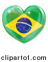 Vector Illustration of a 3d Reflective Brazilian Flag Heart by AtStockIllustration