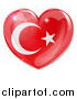 Vector Illustration of a 3d Reflective Turkish Flag Heart by AtStockIllustration