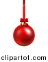 Vector Illustration of a 3d Shiny Red Christmas Bauble Ornament Hanging from a Ribbon by AtStockIllustration