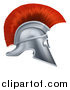 Vector Illustration of a 3d Silver and Red Corinthian Trojan Helmet by AtStockIllustration