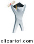 Vector Illustration of a 3d Silver Graduate Cheering by AtStockIllustration