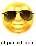 Vector Illustration of a 3d Yellow Male Smiley Emoji Emoticon Face Wearing Sunglasses by AtStockIllustration