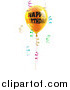 Vector Illustration of a 3d Yellow Party Balloon and Confetti Ribbons with Happy Birthday Text by AtStockIllustration