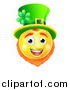 Vector Illustration of a 3d Yellow St Patricks Day Leprechaun Smiley Emoji Emoticon Face by AtStockIllustration