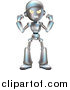 Vector Illustration of a Angry Metallic Robot Character Waving His Fists by AtStockIllustration