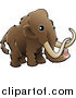 Vector Illustration of a Baby Brown Woolly Mammoth, Also Known As the Tundra Mammoth (Mammuthus Primigenius) with Long Tusks by AtStockIllustration