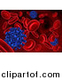 Vector Illustration of a Background of 3d Blue Viruses Attacking Red Blood Cells by AtStockIllustration