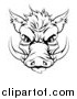 Vector Illustration of a Black and White Aggressive Boar Mascot Face by AtStockIllustration