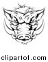 Vector Illustration of a Black and White Aggressive Boar Mascot Head by AtStockIllustration