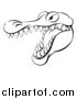 Vector Illustration of a Black and White Aggressive Snapping Alligator Mascot Head by AtStockIllustration