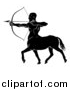 Vector Illustration of a Black and White Centaur Archer Aiming to the Left by AtStockIllustration