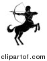 Vector Illustration of a Black and White Centaur Archer, Half Man, Half Horse, Rearing and Aiming to the Left by AtStockIllustration