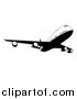 Vector Illustration of a Black and White Commercial Jet Airliner by AtStockIllustration