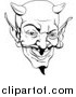 Vector Illustration of a Black and White Devil Face by AtStockIllustration