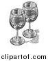 Vector Illustration of a Black and White Engraved Pair of Wine Glasses by AtStockIllustration