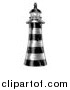 Vector Illustration of a Black and White Engraved Striped Lighthouse by AtStockIllustration