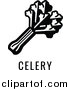 Vector Illustration of a Black and White Food Allergen Icon of Celery Text by AtStockIllustration