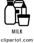 Vector Illustration of a Black and White Food Allergen Icon of Milk over Text by AtStockIllustration