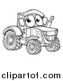 Vector Illustration of a Black and White Happy Tractor Mascot by AtStockIllustration