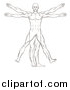 Vector Illustration of a Black and White Leonard Da Vinci Vitruvian Man by AtStockIllustration