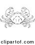 Vector Illustration of a Black and White Line Drawing of the Cancer Crab Zodiac Astrology Sign by AtStockIllustration