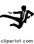 Vector Illustration of a Black and White Silhouetted Business Man Kicking by AtStockIllustration