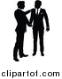 Vector Illustration of a Black and White Silhouetted Business Men Shaking Hands by AtStockIllustration