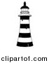 Vector Illustration of a Black and White Striped Lighthouse by AtStockIllustration