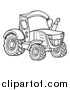 Vector Illustration of a Black and White Tractor by AtStockIllustration