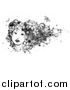 Vector Illustration of a Black and White Womans Face with Butterflies, Flowers and Vines in Her Hair by AtStockIllustration