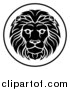 Vector Illustration of a Black and White Zodiac Horoscope Astrology Leo Lion Circle Design by AtStockIllustration