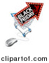 Vector Illustration of a Black Friday Sale Arrow Marquee Sign in a Shopping Cart with a Computer Mouse by AtStockIllustration