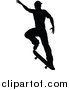 Vector Illustration of a Black Silhouetted Man Skateboarding by AtStockIllustration