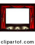 Vector Illustration of a Blank Cinema Screen with Red Drapes and Spot Lights on the Stage by AtStockIllustration