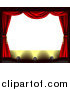 Vector Illustration of a Blank Theater Screen with Red Drapes and Spot Lights on the Stage by AtStockIllustration