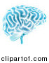 Vector Illustration of a Blue Brain Glowing by AtStockIllustration