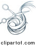 Vector Illustration of a Blue Gradient Scissors Cutting Hair by AtStockIllustration