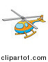 Vector Illustration of a Blue Orange and Yellow Helicopter by AtStockIllustration