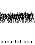 Vector Illustration of a Border of Black Silhouetted Women Dancing by AtStockIllustration