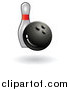 Vector Illustration of a Bowling Ball Making Contact with a Pin, by AtStockIllustration