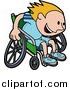Vector Illustration of a Boy in a Wheelchair, Racing Downhill During a Marathon by AtStockIllustration