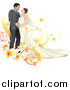 Vector Illustration of a Bride and Groom Dancing with Plumerias by AtStockIllustration