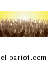 Vector Illustration of a Brown Group of Silhouetted Hands in a Crowd by AtStockIllustration