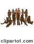Vector Illustration of a Brown Group of Silhouetted People Hanging out in a Crowd by AtStockIllustration