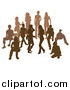 Vector Illustration of a Brown Group of Silhouetted People in a Crowd by AtStockIllustration