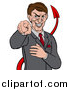 Vector Illustration of a Cartoon Corrupt White Devil Businessman Pointing Outwards, from the Waist up by AtStockIllustration