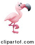 Vector Illustration of a Cartoon Cute African Safari Pink Flamingo by AtStockIllustration